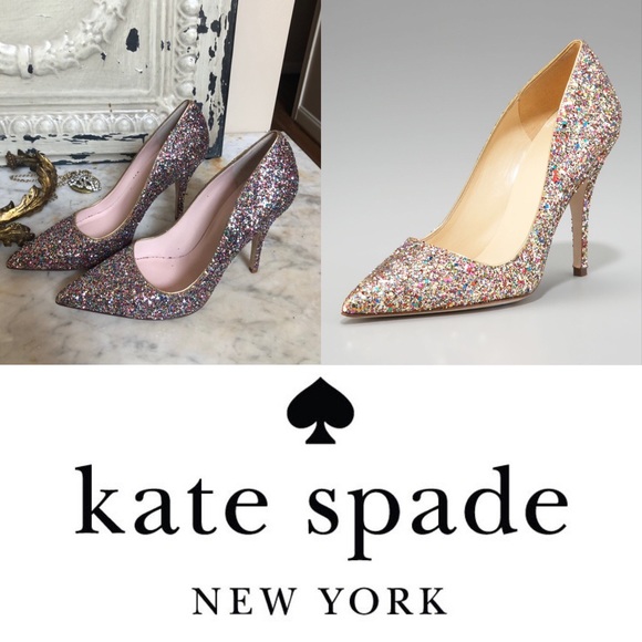 kate spade Shoes - Kate Spade Multicolor Glitter Pump Heels Licorice